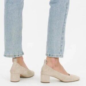 Everlane The Day Heel Natural Suede Block Heel Size 6